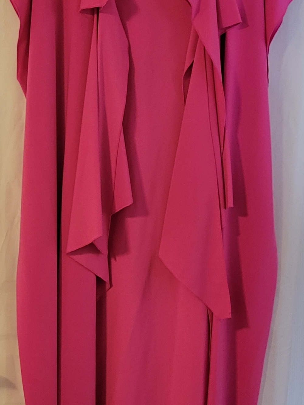 Bright Fuchsia Ruffle Front Duster with Tie - Picture 3 of 3